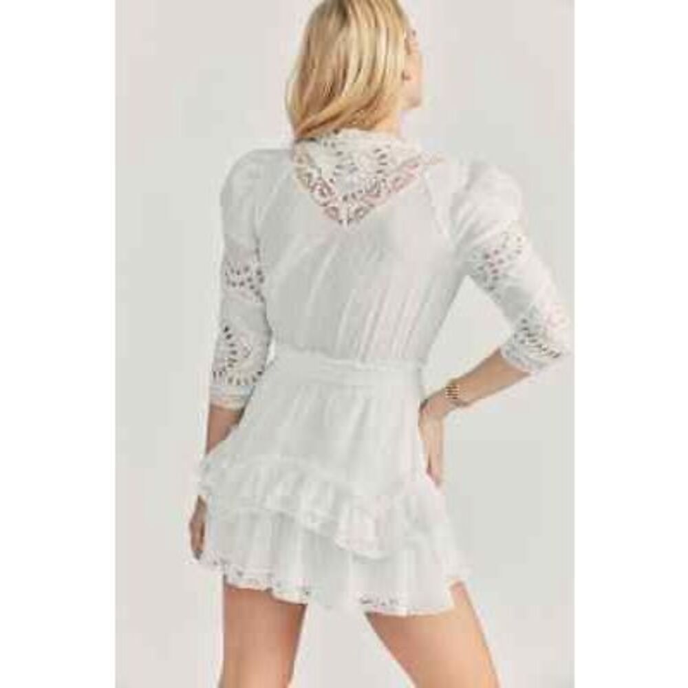 LoveShackFancy White Eyelet Lace Mini Dress - Picture 3 of 10